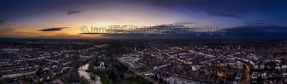 Leamington Spa Town Centre Aerial at Dusk