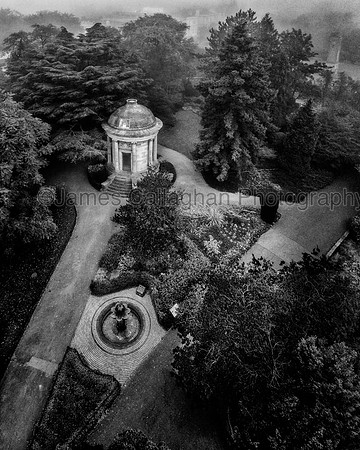 Jephson Gardens, Aerial 4, Leamington Spa. 0689-Pano Mono